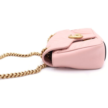 Gucci GG Marmont Chain Shoulder Bag Baby Pink Leather Gold — view 3