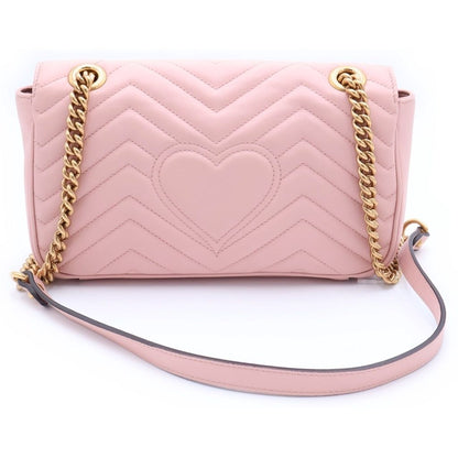 Gucci GG Marmont Chain Shoulder Bag Baby Pink Leather Gold — view 2