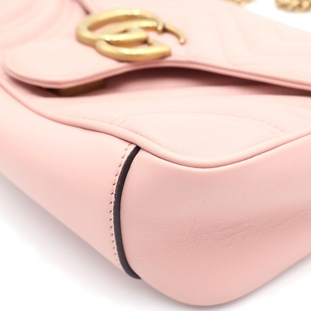 Gucci GG Marmont Chain Shoulder Bag Baby Pink Leather Gold — view 6