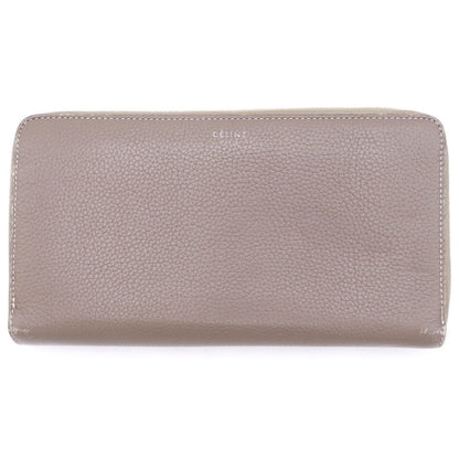 Celine Round Zip Leather Wallet Beige