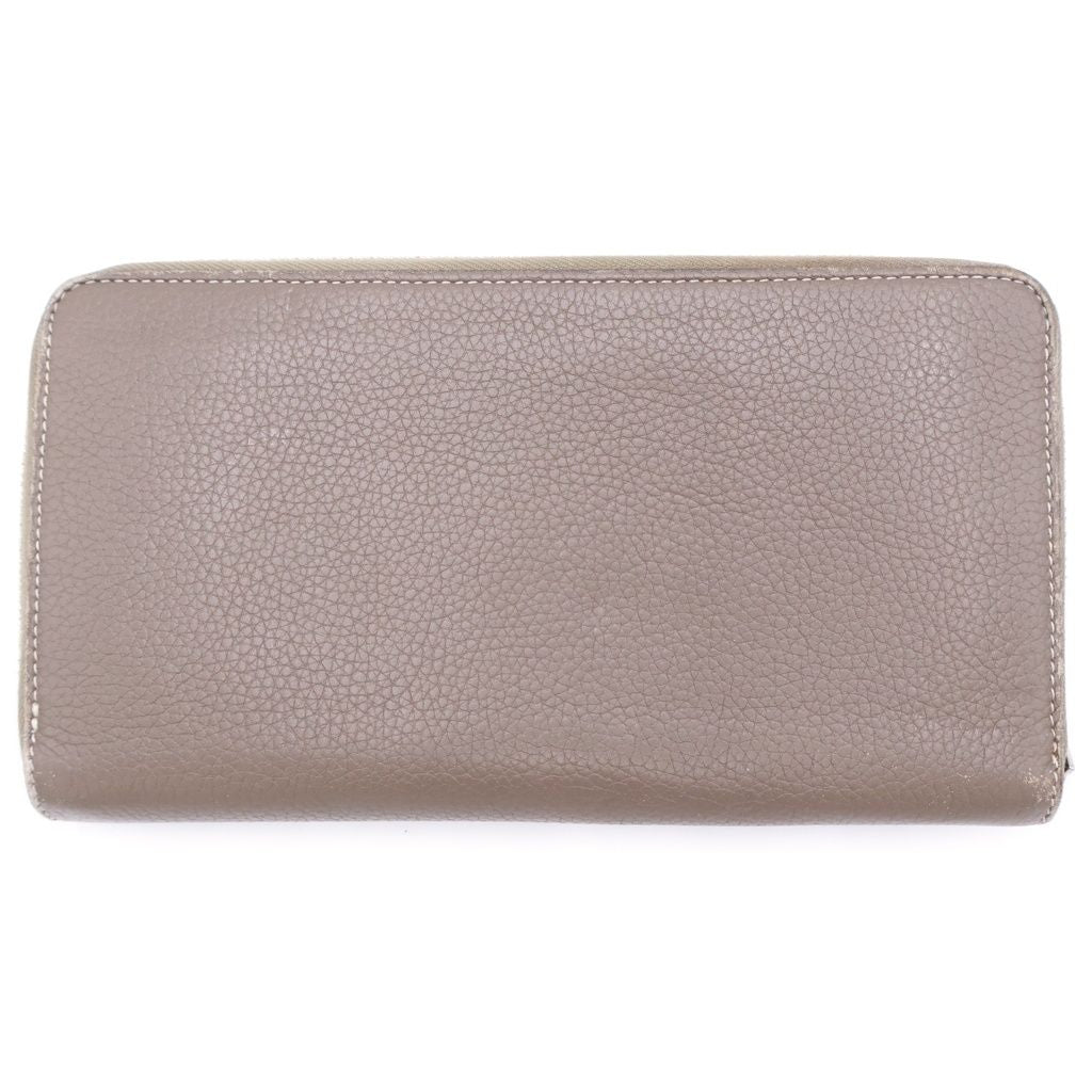 Celine Round Zip Leather Wallet Beige — view 2