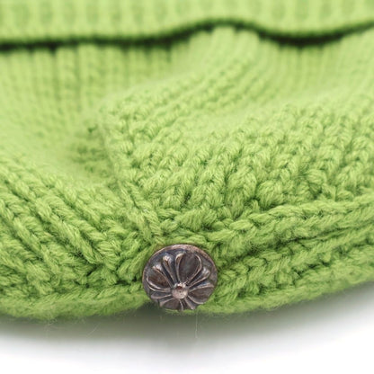 Chrome Hearts Hit & Run Beanie Cross Button Cashmere Hat Green — view 6