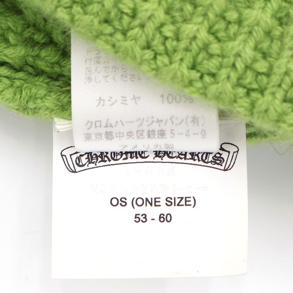 Chrome Hearts Hit & Run Beanie Cross Button Cashmere Hat Green — view 8