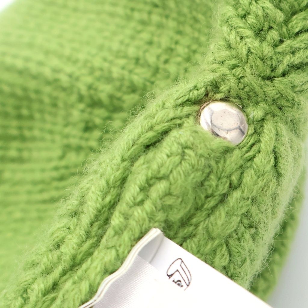 Chrome Hearts Hit & Run Beanie Cross Button Cashmere Hat Green — view 7