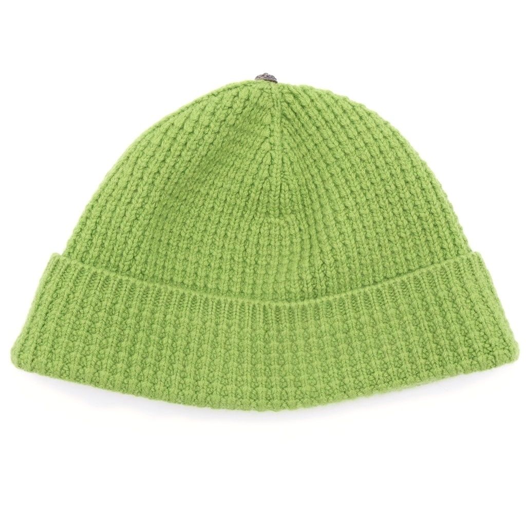 Chrome Hearts Hit & Run Beanie Cross Button Cashmere Hat Green