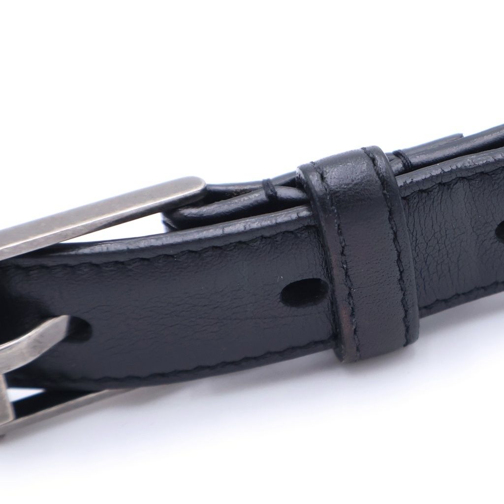 Saint Laurent Paris Square Frame Leather Belt Black Silver — view 5