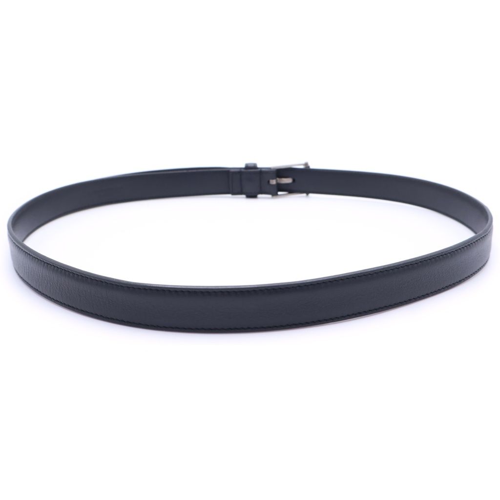 Saint Laurent Paris Square Frame Leather Belt Black Silver — view 2