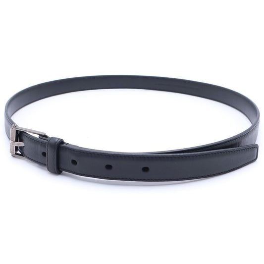Saint Laurent Paris Square Frame Leather Belt Black Silver