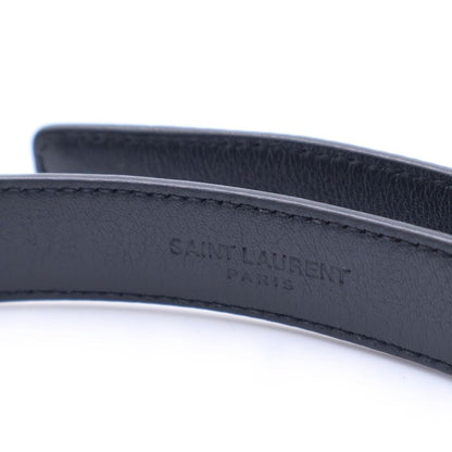 Saint Laurent Paris Square Frame Leather Belt Black Silver — view 6