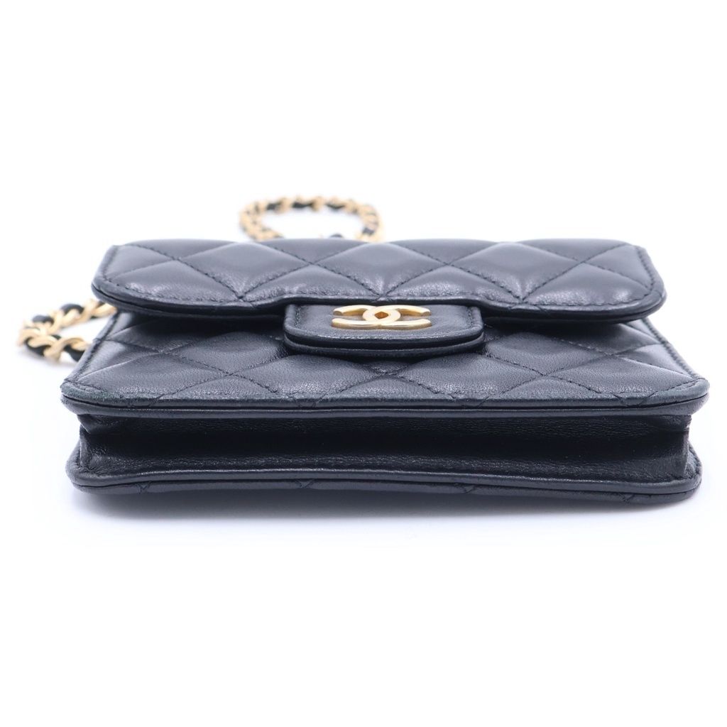 Chanel CC Logo Quilted Lambskin Coin Purse Top Handle Chain Shoulder — view 5
