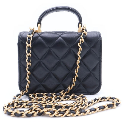 Chanel CC Logo Quilted Lambskin Coin Purse Top Handle Chain Shoulder — view 2