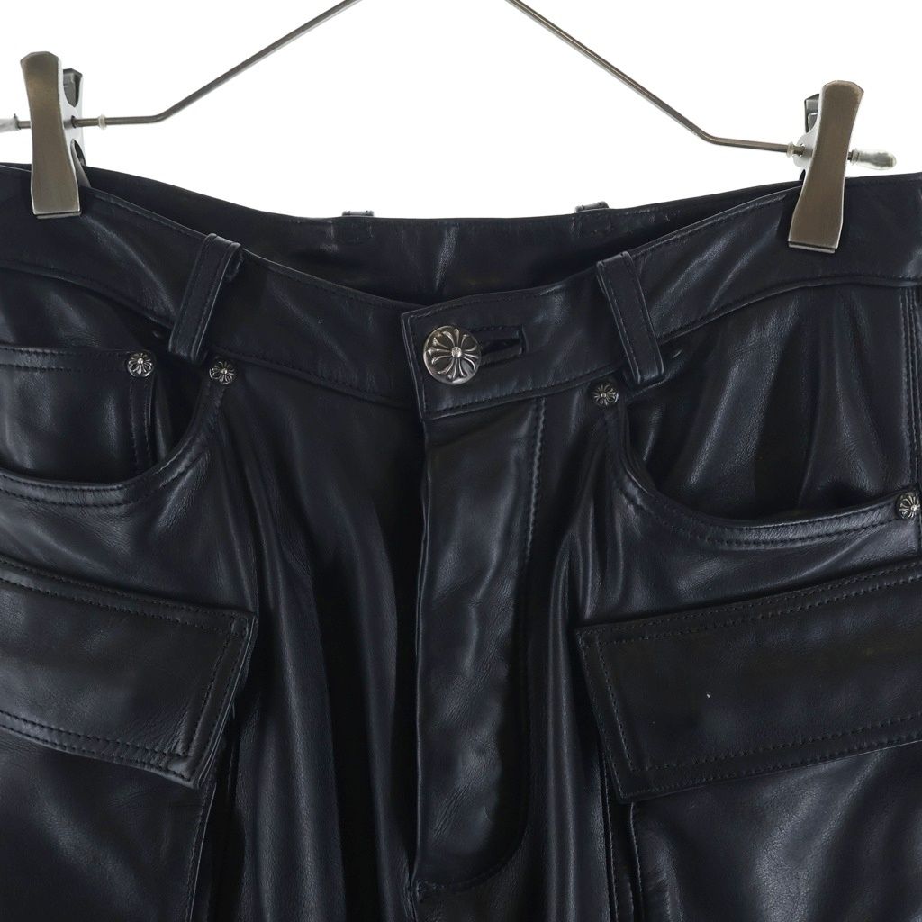 Chrome Hearts Fatigue Lthr Leather Cross Patch Ball Button Shorts — view 3