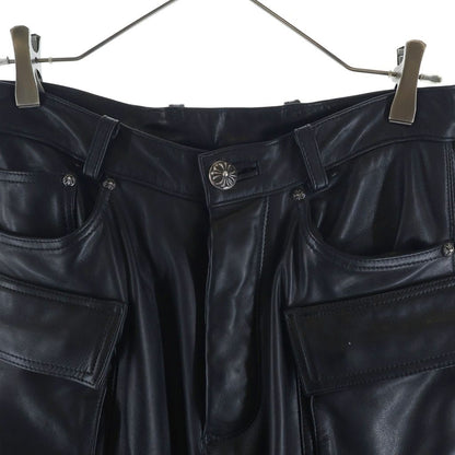 Chrome Hearts Fatigue Lthr Leather Cross Patch Ball Button Shorts — view 3