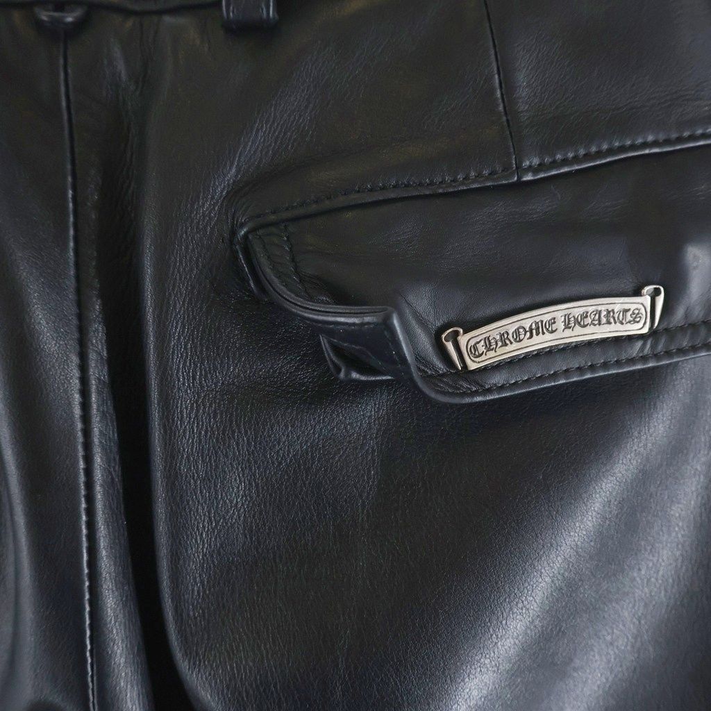 Chrome Hearts Fatigue Lthr Leather Cross Patch Ball Button Shorts — view 6