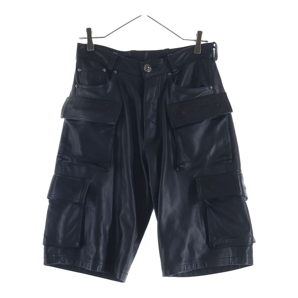 Chrome Hearts Fatigue Lthr Leather Cross Patch Ball Button Shorts