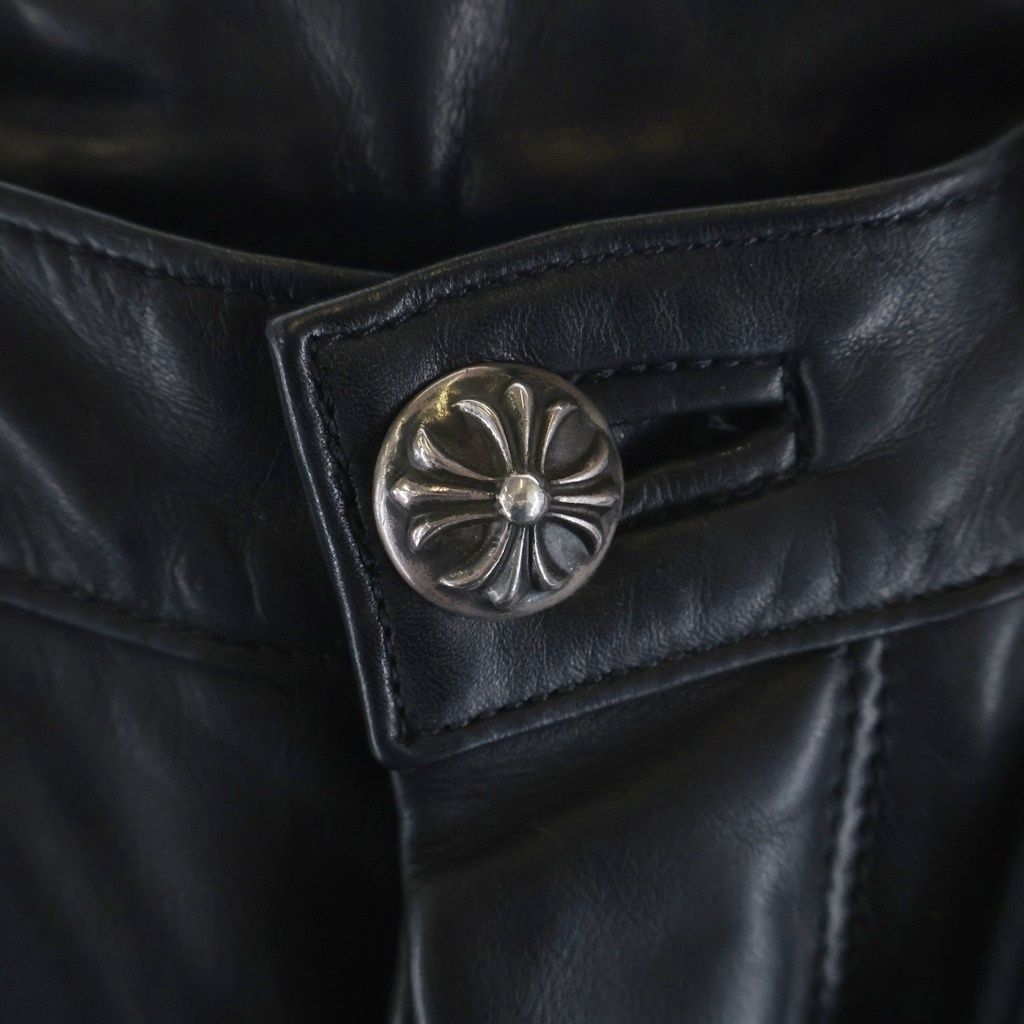 Chrome Hearts Fatigue Lthr Leather Cross Patch Ball Button Shorts — view 5