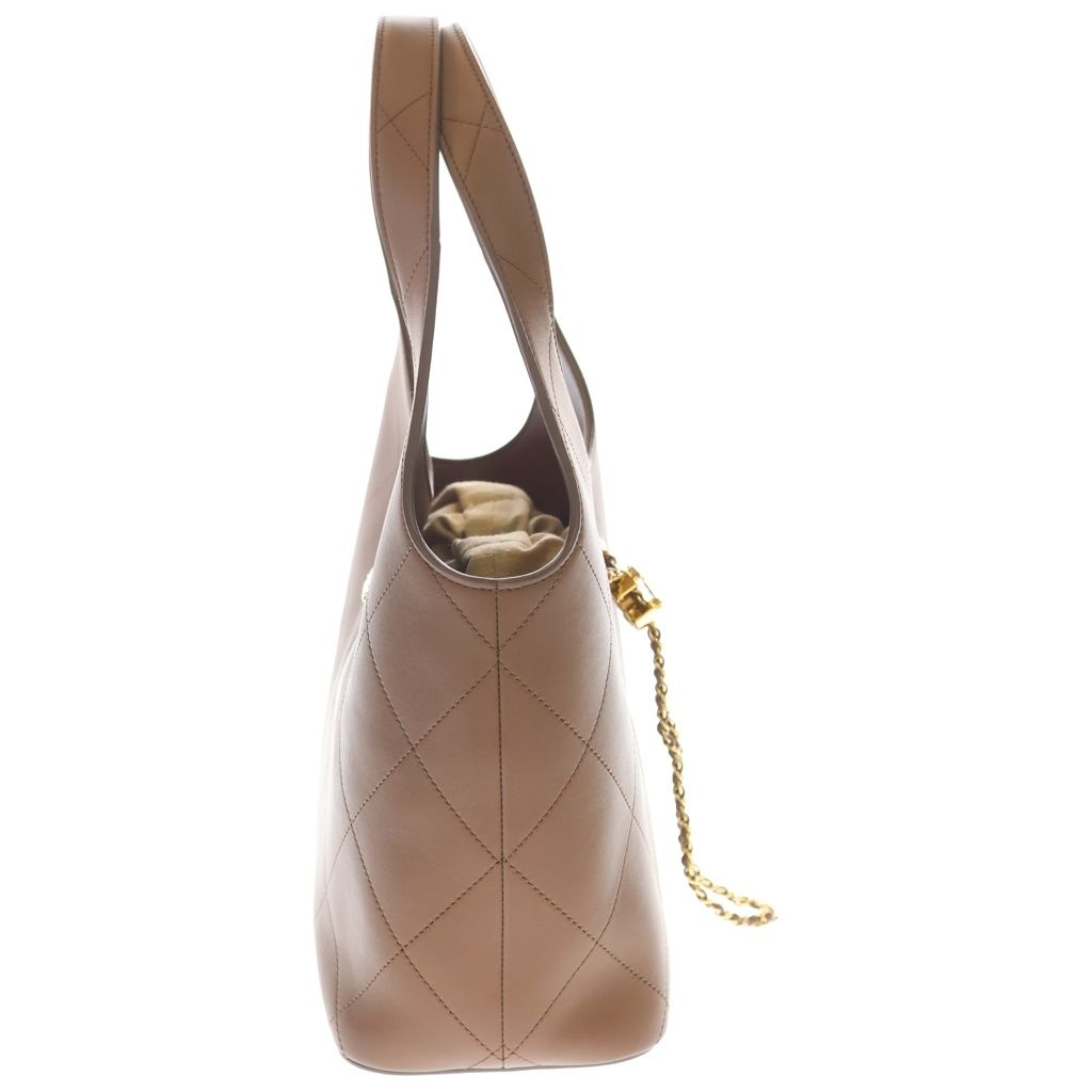 Chanel CC Logo Shopping Bag Handbag Brown Calfskin Leather Gold — view 3