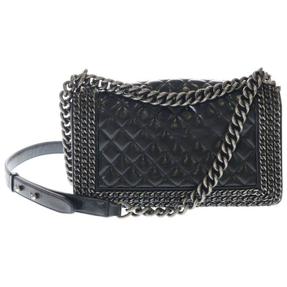 Chanel 25 Chain Shoulder Bag Calf Leather Black Silver — view 2