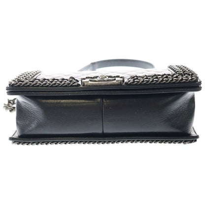 Chanel 25 Chain Shoulder Bag Calf Leather Black Silver — view 4