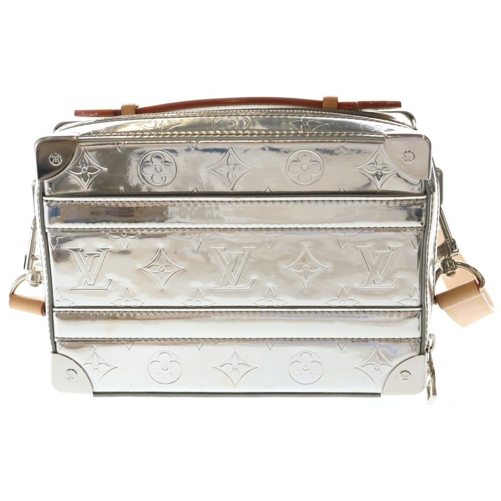 Louis Vuitton Monogram Mirror Handle Soft Trunk Shoulder Bag Silver Leather