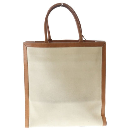Celine Vertical Cover Canvas Large Tote Brown Ivory Leather Gold — view 2