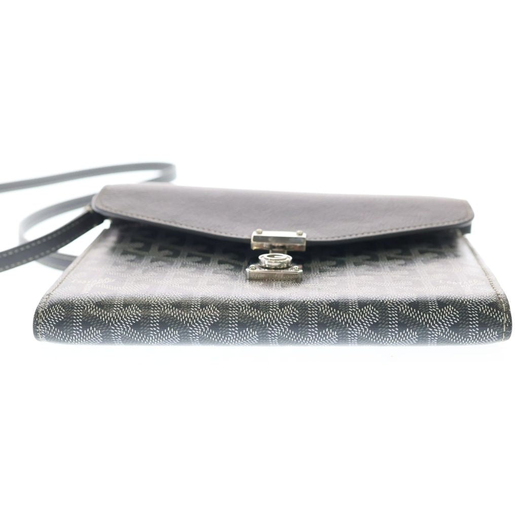 Goyard Seaple Pouch PM Shoulder Bag Leather Silver Gray — view 4