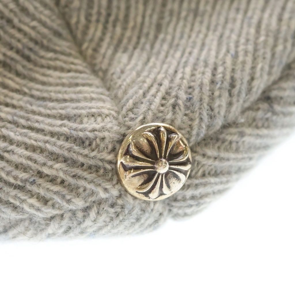 Chrome Hearts Big Daddy Cashmere Knit Beanie Cap with Cross Ball Gray — view 6