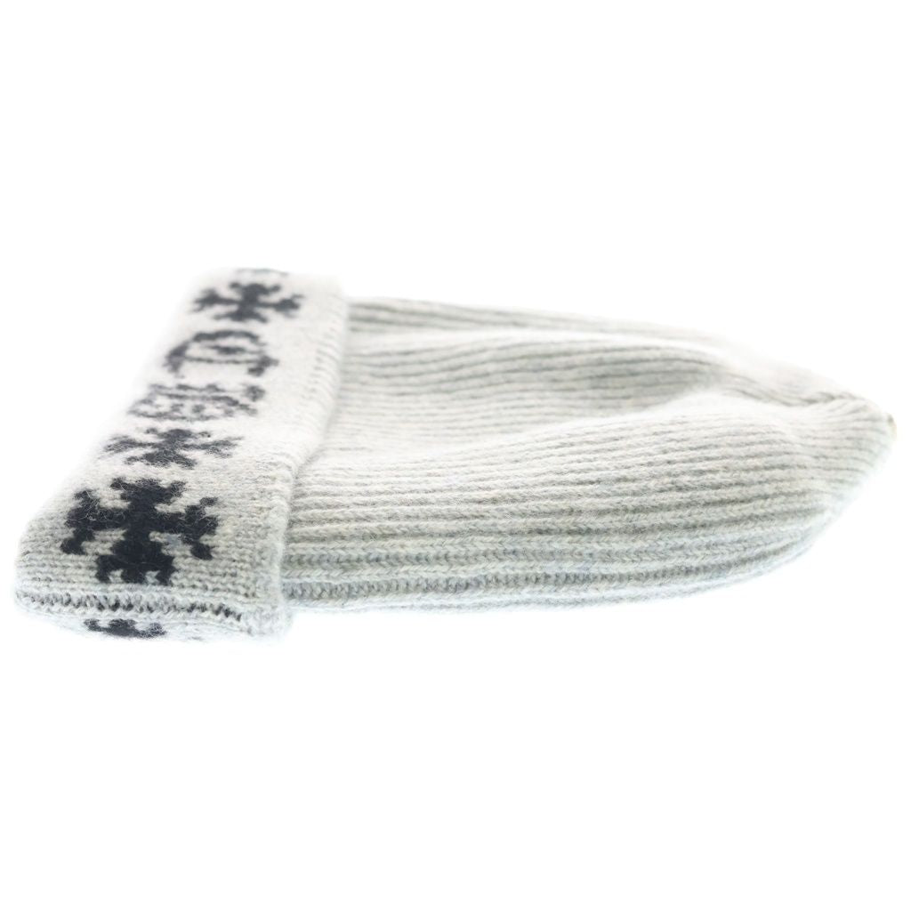 Chrome Hearts Big Daddy Cashmere Knit Beanie Cap with Cross Ball Gray — view 3