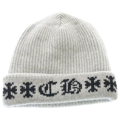 Chrome Hearts Big Daddy Cashmere Knit Beanie Cap with Cross Ball Gray — view 2