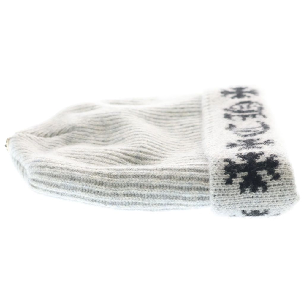 Chrome Hearts Big Daddy Cashmere Knit Beanie Cap with Cross Ball Gray — view 4
