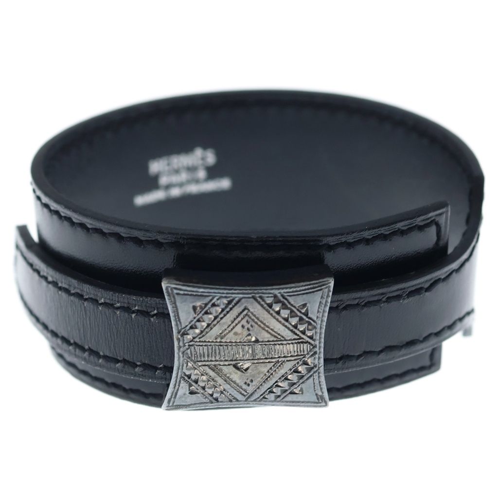 Hermes Touareg Artemis Bracelet Black Leather Silver — view 4