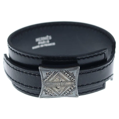 Hermes Touareg Artemis Bracelet Black Leather Silver — view 4