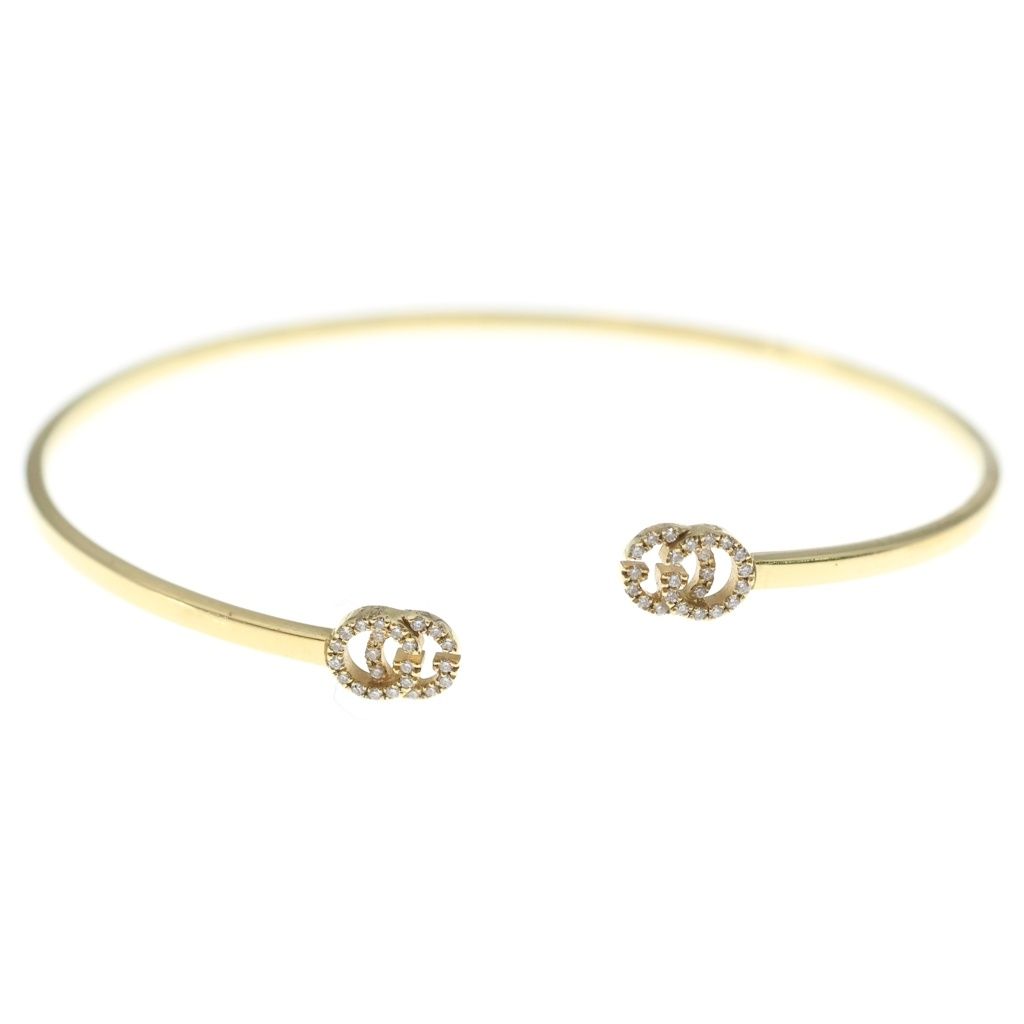 Gucci Double GG Running Diamond Bracelet Bangle Gold — view 4