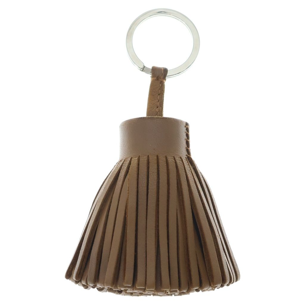 Hermes Carmen Sesame Agno Milo Bag Charm Key Ring Key Holder Brown Leather — view 2