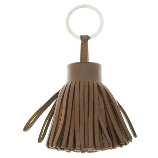 Hermes Carmen Sesame Agno Milo Bag Charm Key Ring Key Holder Brown Leather