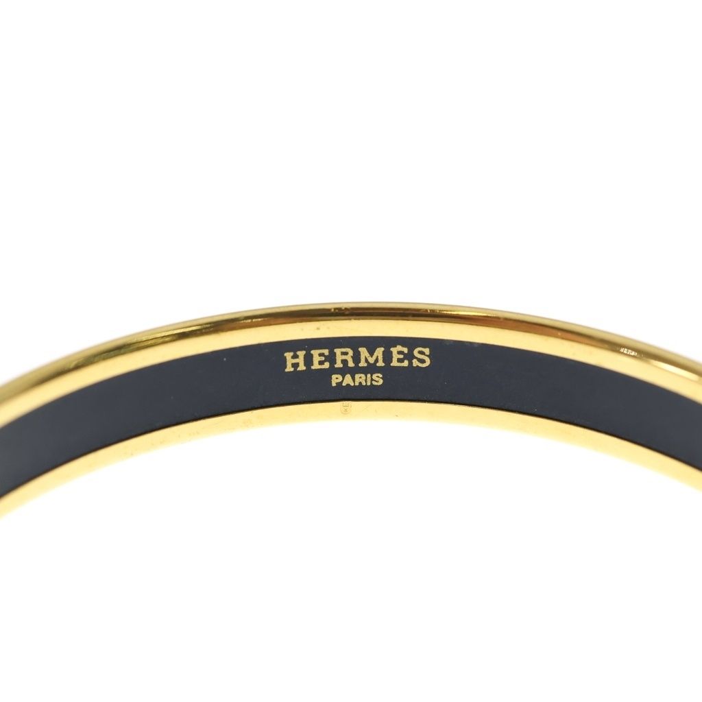 Hermes Enamel Bangle Lion Motif Bracelet White Blue Gold — view 5