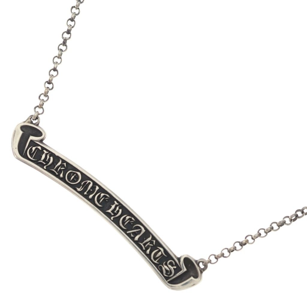 Chrome Hearts Scorll Label Neckchain Chain Roll Necklace Silver