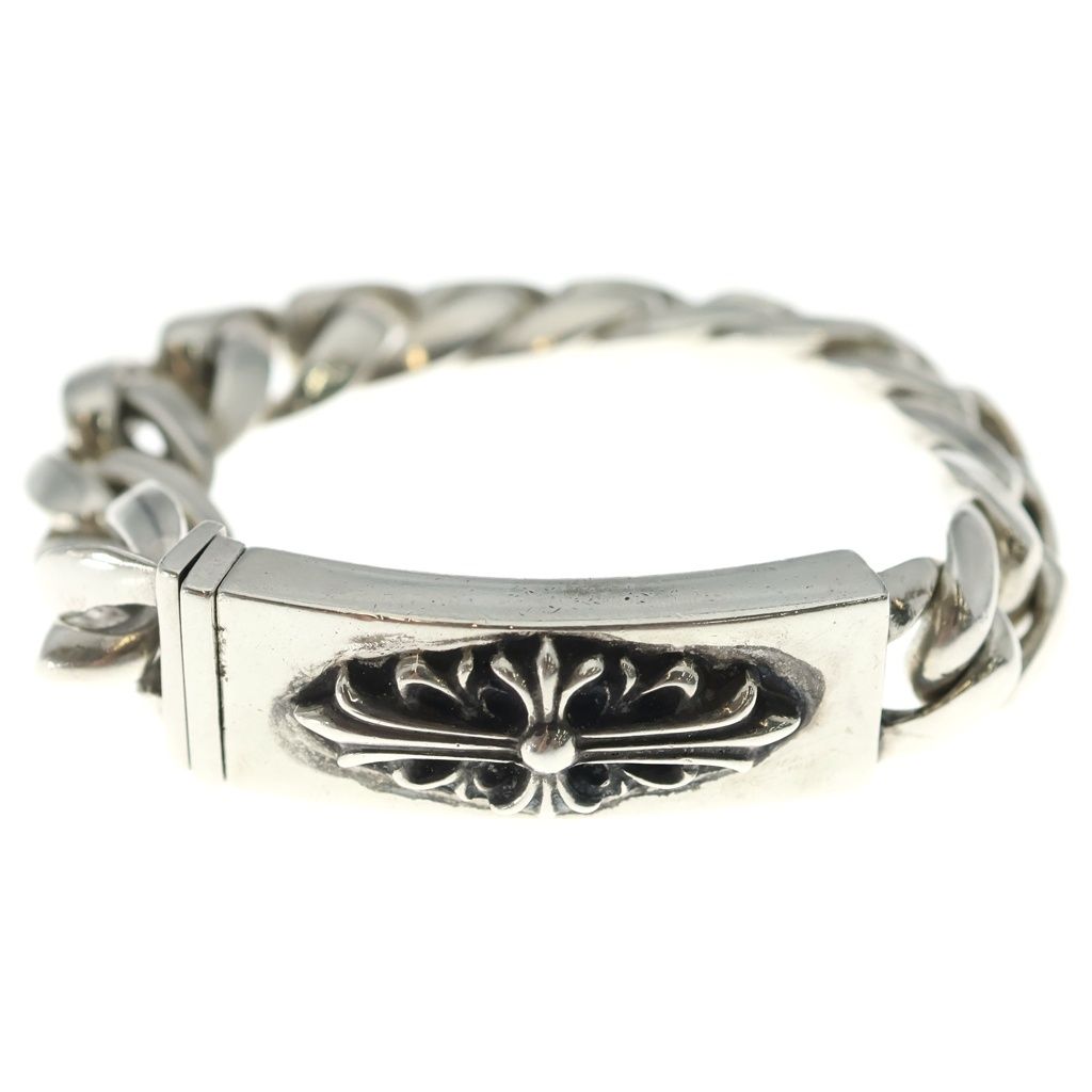 Chrome Hearts ID Floral Crs Cross ID Classic Link Bracelet Silver