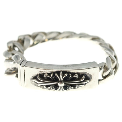 Chrome Hearts ID Floral Crs Cross ID Classic Link Bracelet Silver