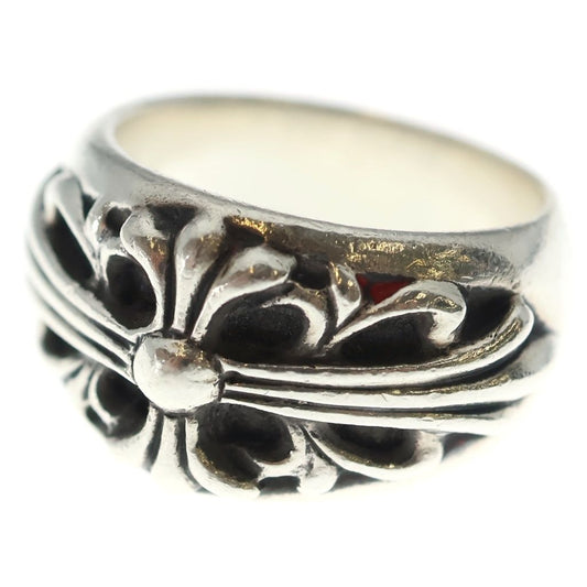 Chrome Hearts Flrl Crs Floral Cross Ring Silver