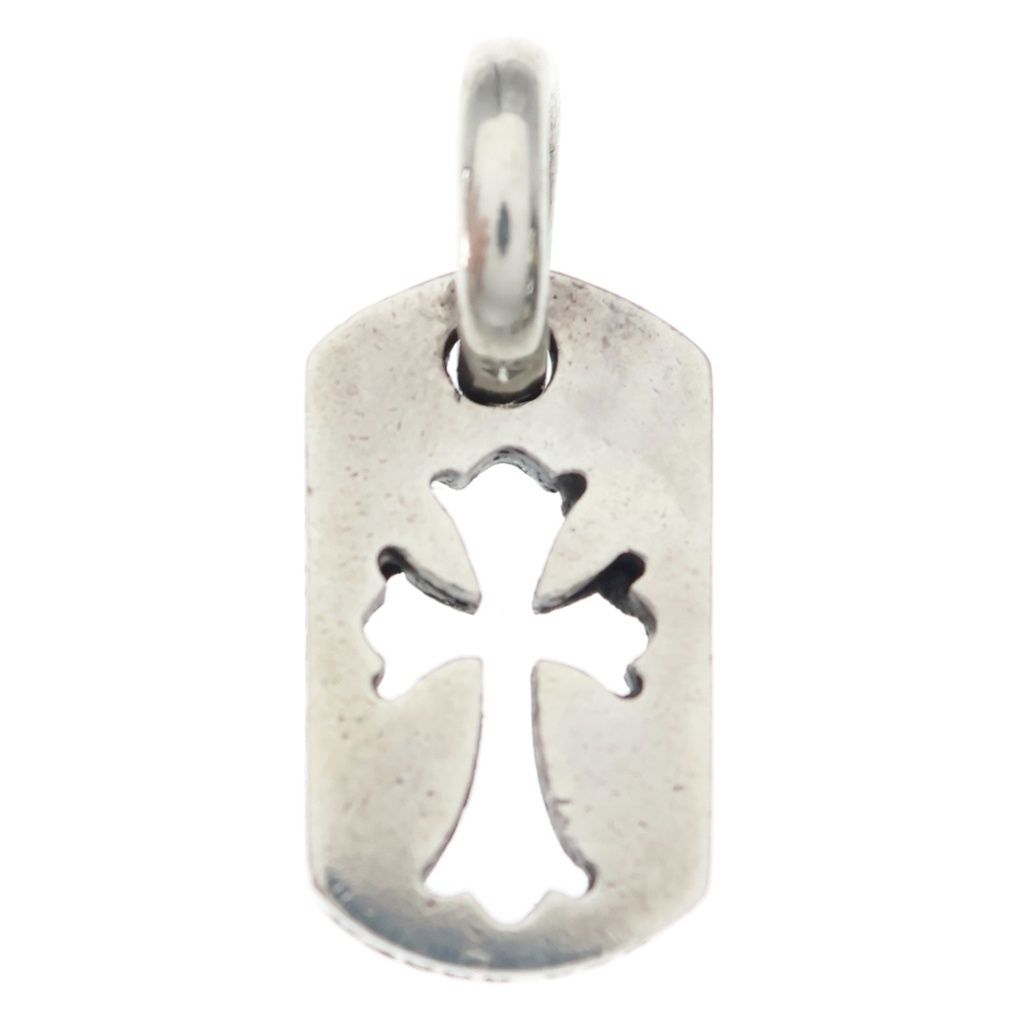 Chrome Hearts DT Tny CO Crs Tiny Cutout Cross Dog Tag Charm Pendant Silver