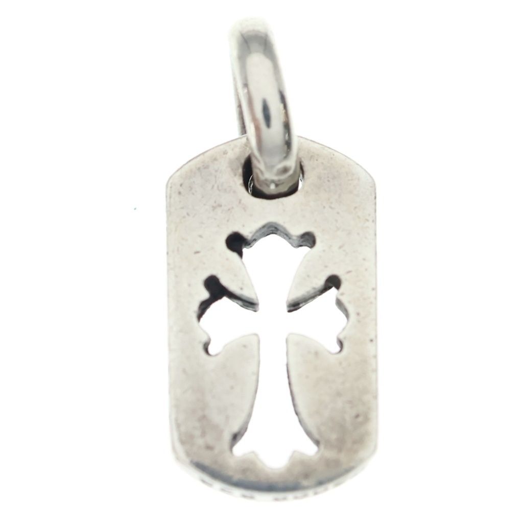 Chrome Hearts DT Tny CO Crs Tiny Cutout Cross Dog Tag Charm Pendant Silver — view 2
