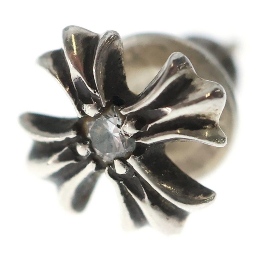 Chrome Hearts No2 CH Pls Dia CH Plus 1 Diamond Stud Earrings Silver