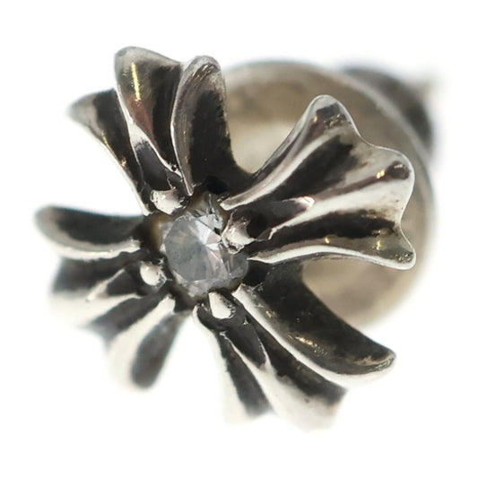 Chrome Hearts No2 CH Pls Dia CH Plus 1 Diamond Stud Earrings Silver