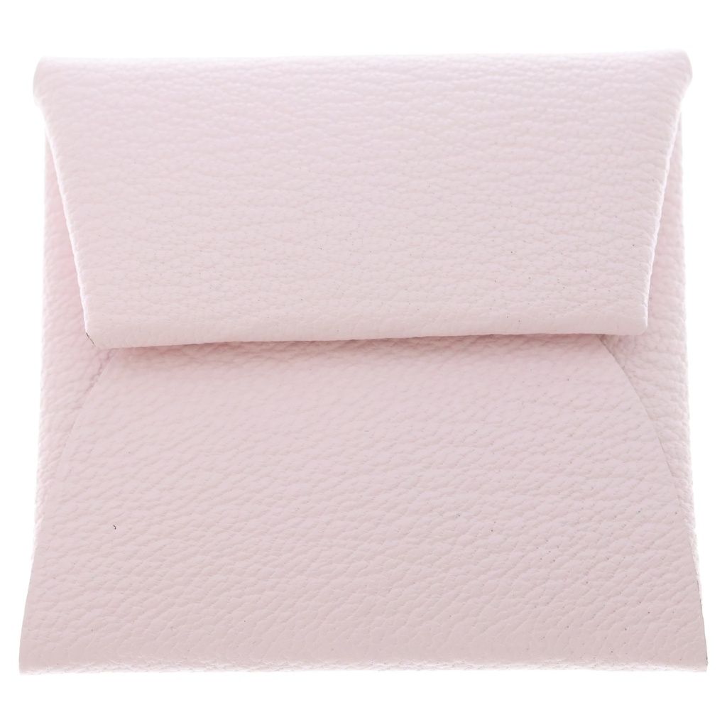 Hermes Bastia Pink Chevre Coin Purse Mini Wallet Compact Light Silver