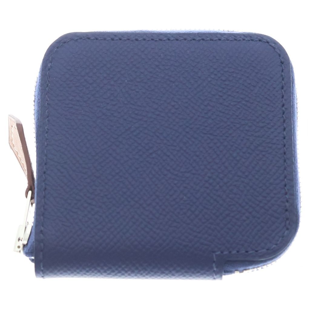 Hermes Azap Compact Silk in Mini Wallet Coin Case Blue Yellow Navy Leather