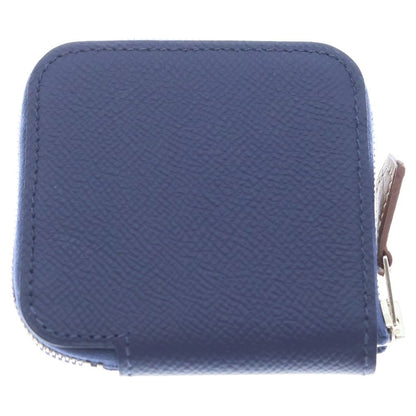 Hermes Azap Compact Silk in Mini Wallet Coin Case Blue Yellow Navy Leather — view 2