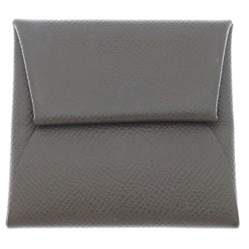 Hermes Bastia Brown Gray Case Mini Wallet Coin Epsom Leather