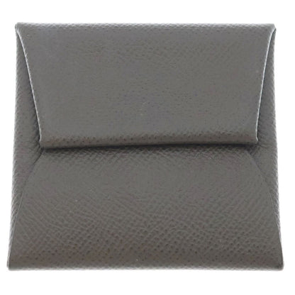 Hermes Bastia Brown Gray Case Mini Wallet Coin Epsom Leather