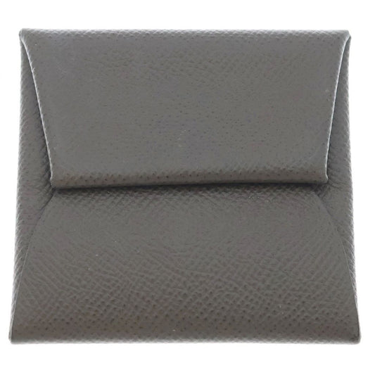 Hermes Bastia Brown Gray Case Mini Wallet Coin Epsom Leather
